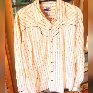 Rare Vintage Unisex Western Raw Edge Snap Down & Sleeve Sz. L Shirt